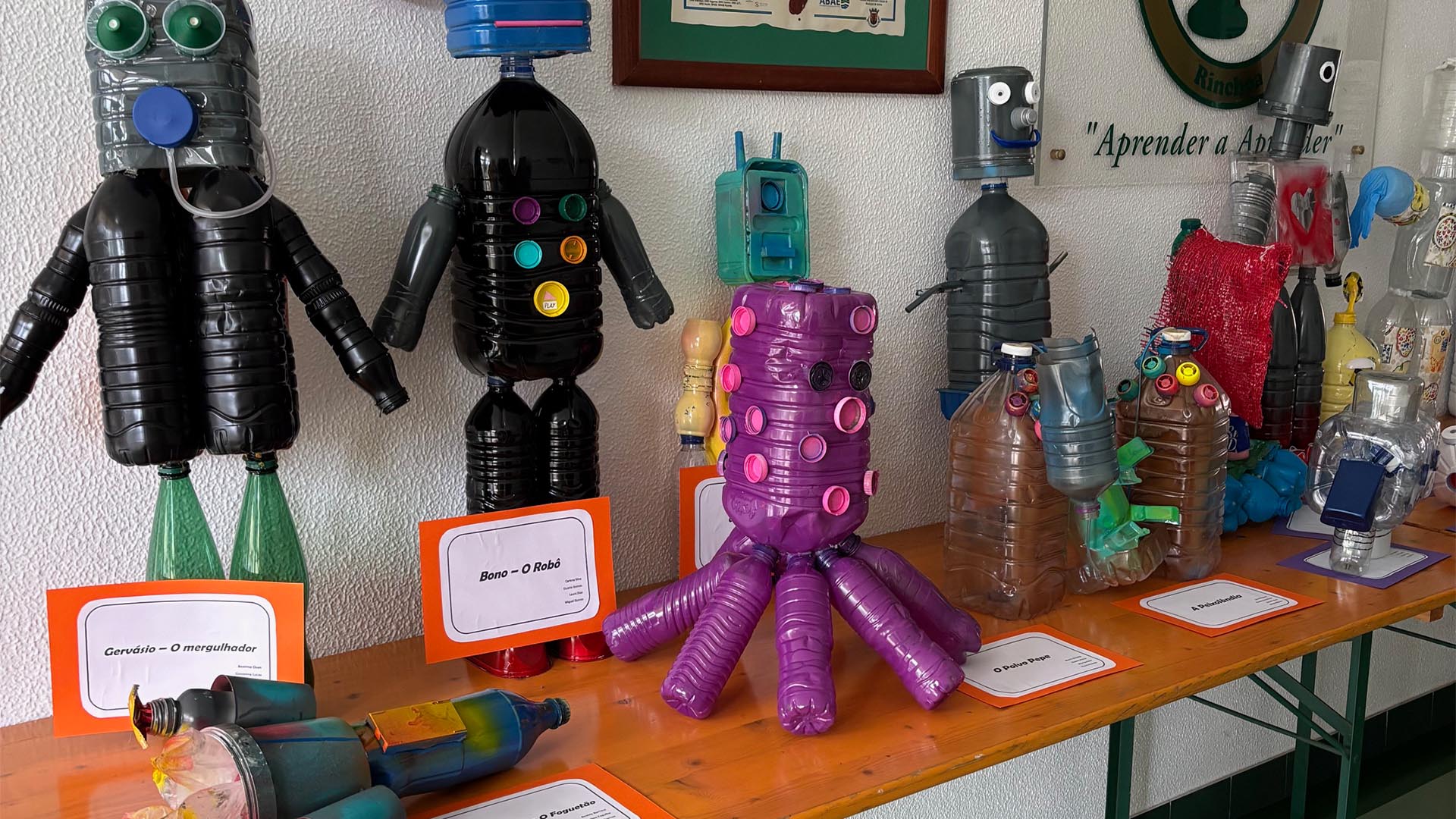 Objetos criativos feitos com plástico reciclado